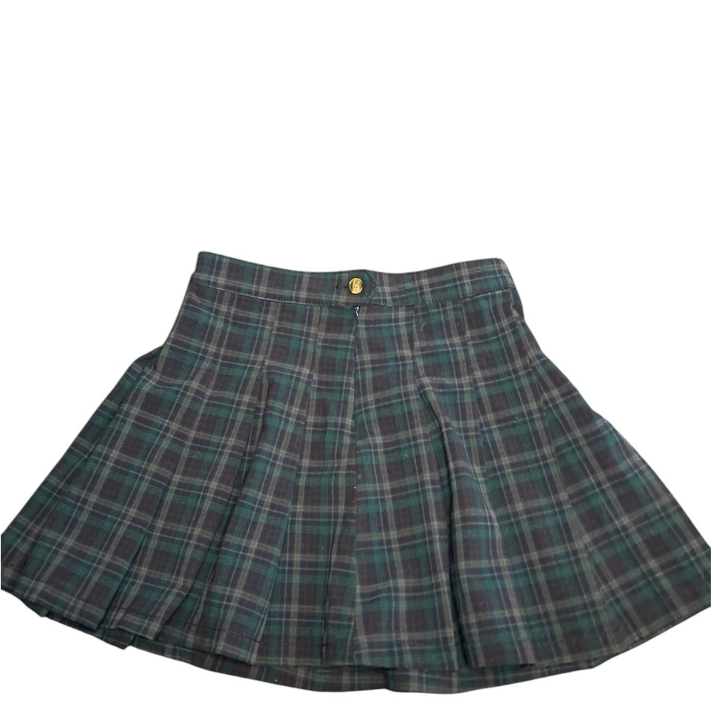 American Eagle Outfitters Green and Blue Pleated Skater Mini Skirt